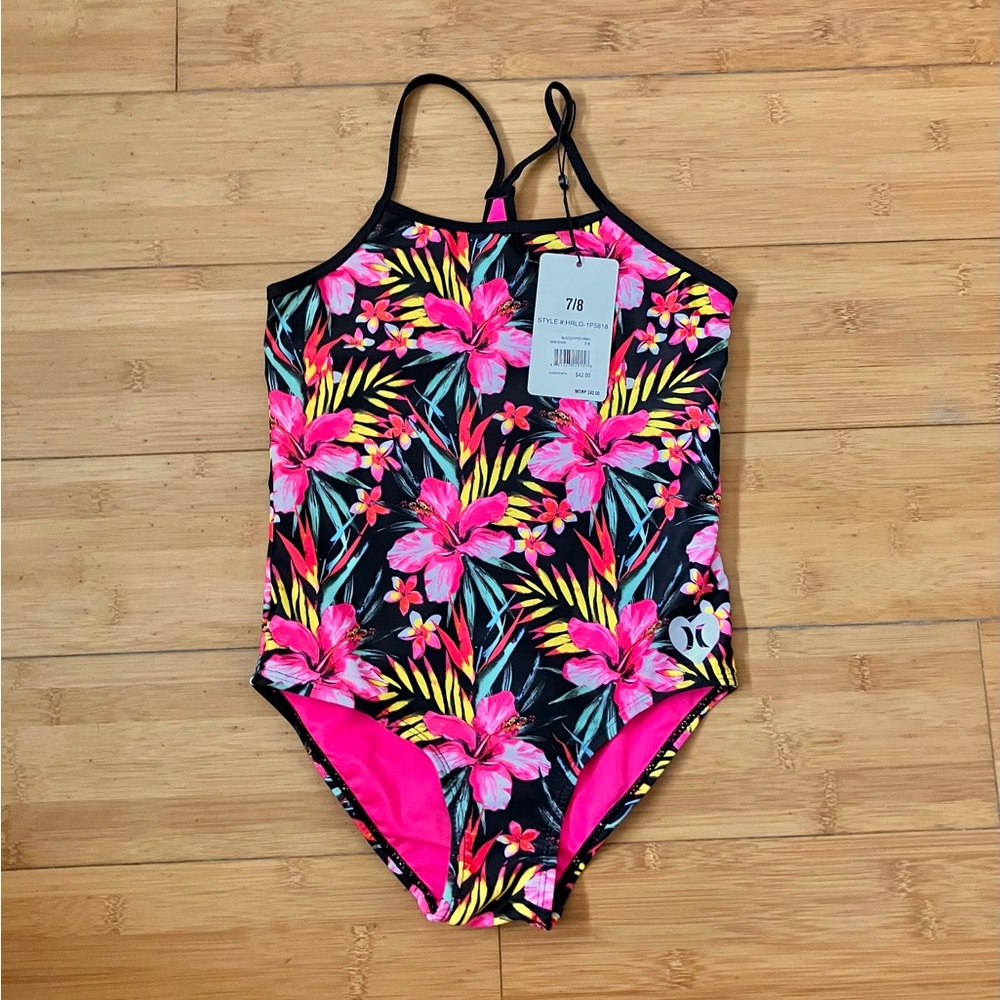 NWT Girls Size 7-8 Hurley Floral Swimsuit